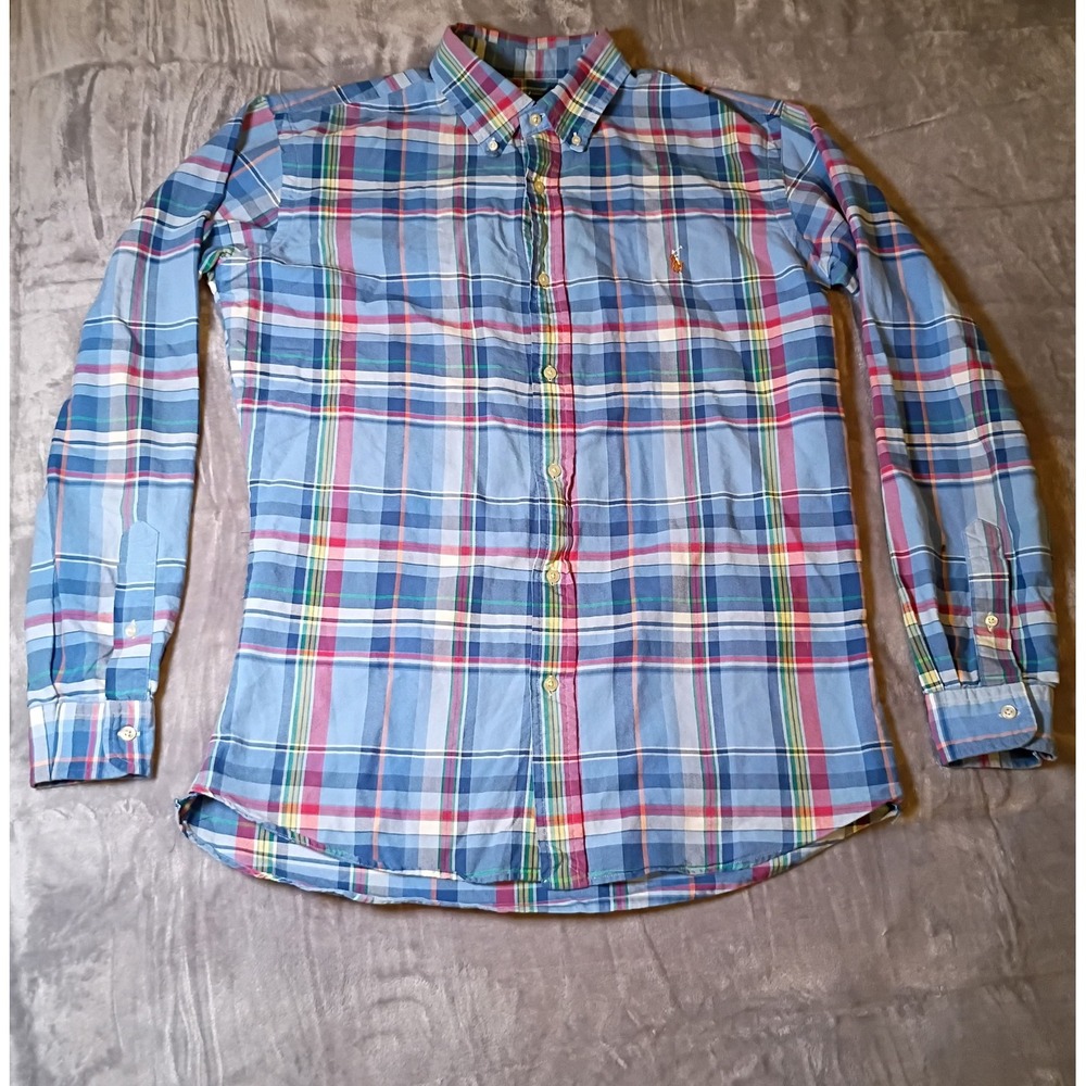 Ralph Lauren Classic Fit Plaid Button Down Shirt Mens XL Blue Multi Color Pony‎